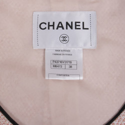 Ensemble CHANEL T 38 tweed rose et jupe en voile de soie