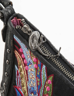 Bag Just CAVALLI multicolor flowers embroidery