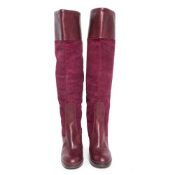 Bottes CHLOE T 36.5 veau velours cerise