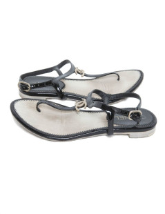 Sandals CHANEL T 39.5 black lame inside