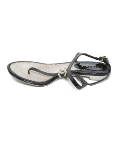 Sandals CHANEL T 39.5 black lame inside