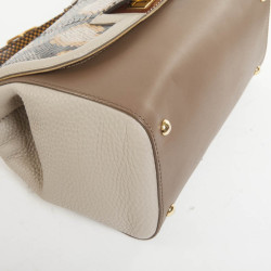 Fendi 'Silvana' bi-material bag in brown and beige leather and lizard.