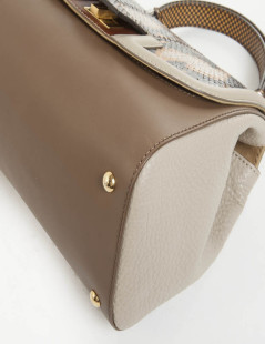 Fendi 'Silvana' bi-material bag in brown and beige leather and lizard.