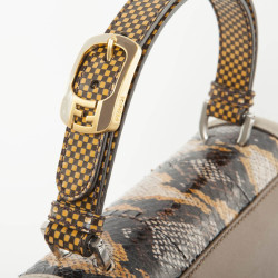 Fendi 'Silvana' bi-material bag in brown and beige leather and lizard.