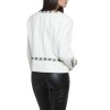 Veste CHANEL T 46 blanche avec liserets en perles, sequins et boutons blancs nacrés