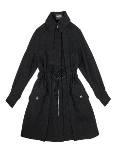 CHANEL coat in black tweed wool size 38/40FR