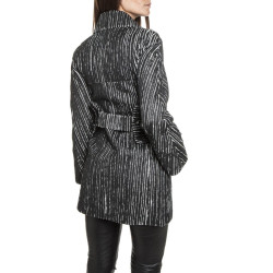 Manteau CHANEL cuir rayé noir et blanc