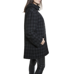 Manteau CHANEL T 38 tweed lamé noir