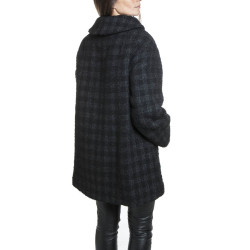 Manteau CHANEL T 38 tweed lamé noir