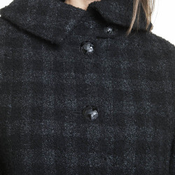 Manteau CHANEL T 38 tweed lamé noir