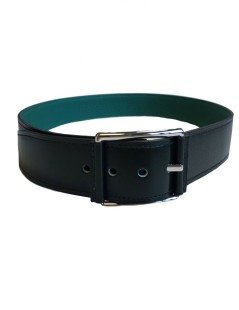 Ceinture HERMES "Hop" en veau box et togo vert foncé et boucle en laiton palladié T90