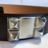 Ceinture CDC HERMES en veau box chocolat et bijouterie palladiée T90