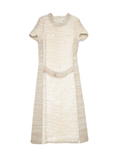 Dress CHANEL T 40 EN beige wool and sequins