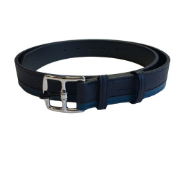 Belt HERMES "Etrivière hypnotic" man in calf-taurillon clemence blue indigo and Mallard