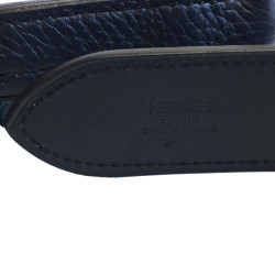 Belt HERMES "Etrivière hypnotic" man in calf-taurillon clemence blue indigo and Mallard