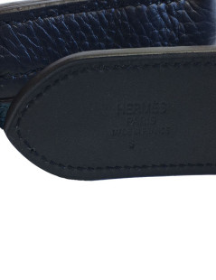 Belt HERMES "Etrivière hypnotic" man in calf-taurillon clemence blue indigo and Mallard