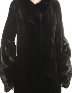 CHRISTIAN DIOR T36 black shaved mink coat