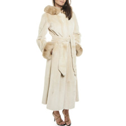 MILADY long coat in beige mink and sand Size 42EU