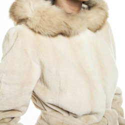 Manteau long  en vison beige