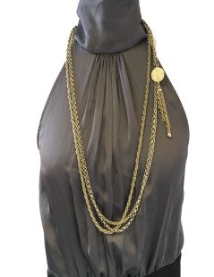 CHANEL 3 chains necklace in gilded metal