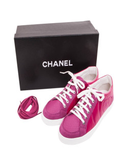  CHANEL sneakers in fuchsia pink leather and suede Size 40,5 FR