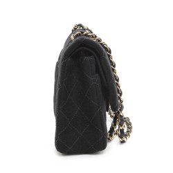 CHANEL 'Timeless' double flap bag in black jersey