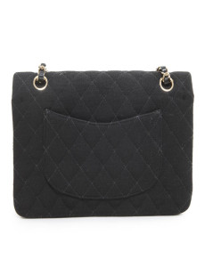 CHANEL 'Timeless' double flap bag in black jersey