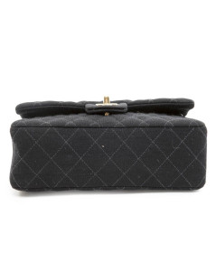 CHANEL 'Timeless' double flap bag in black jersey