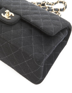 CHANEL 'Timeless' double flap bag in black jersey