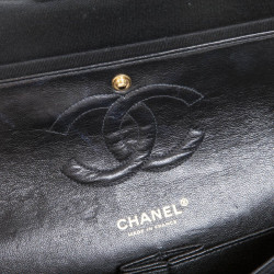 CHANEL 'Timeless' double flap bag in black jersey