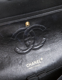 CHANEL 'Timeless' double flap bag in black jersey