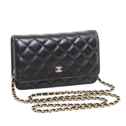 Mini black quilted lambskin CHANEL bag