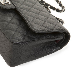 'Timeless' CHANEL black caviar leather bag