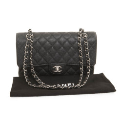 'Timeless' CHANEL black caviar leather bag