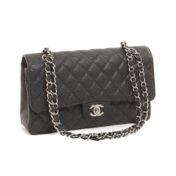 'Timeless' CHANEL black caviar leather bag