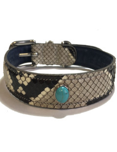 Collier et laisse petit chein PETS & STONES en python naturel