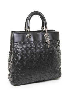 Sac CHRISTIAN DIOR cuir noir tressé