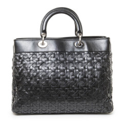 Sac CHRISTIAN DIOR cuir noir tressé