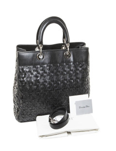 Sac CHRISTIAN DIOR cuir noir tressé