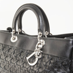 Sac CHRISTIAN DIOR cuir noir tressé