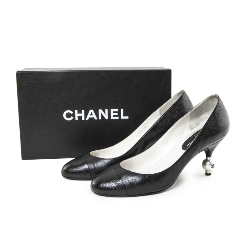 Chanel Shoes Heeled Kitten Waist Shoes Size 36 12 Two Tones  Etsy