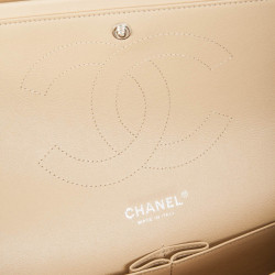 CHANEL jumbo double flap bag in beige quilted lamb leather