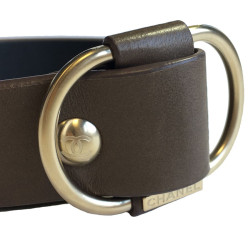 Ceinture CHANEL en cuir taupe bijouterie dorée or pâle