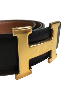 Ceinture H HERMES Réversible gold et noire