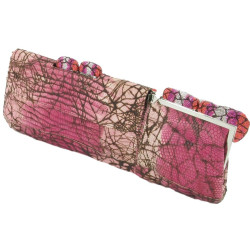 Pochette en lÃ©zard rose SWAROVSKI