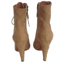 Bottines à talons ALAIA T39,5 daim beige