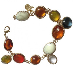 MARGUERITE DE VALOIS large molten glass cabochons bracelet