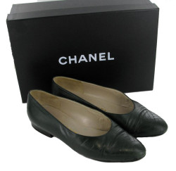 Ballerines T36 CHANEL cuir vert