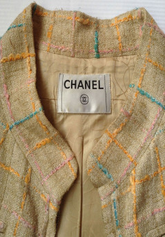 CHANEL beige tweed coat