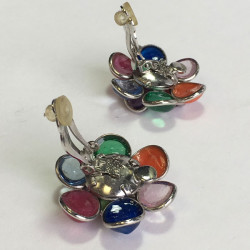 Boucles d'oreille clips MARGUERITE DE VALOIS en pâte de verre multicolore